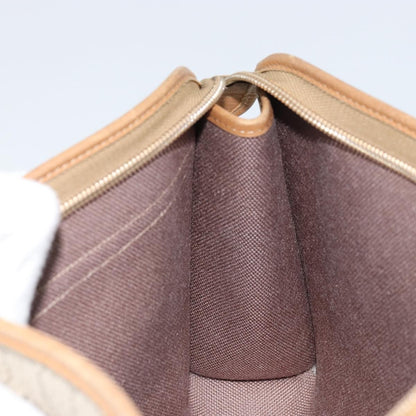 Christian Dior Vintage Honeycomb Zip Pouch Canvas and Leather, BEIGE, CANVAS, Clutche & pouche