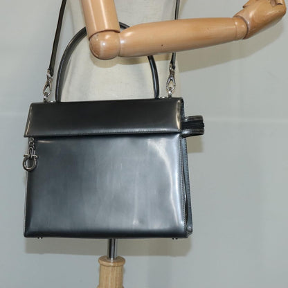 Salvatore Ferragamo Vintage Handbag Leather, BLACK, LEATHER, Handbag