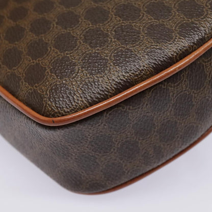 Celine Vintage Macadam Circle Logo Shoulder Bag Canvas and Leather, Brown, Canvas, Shoulder Bag