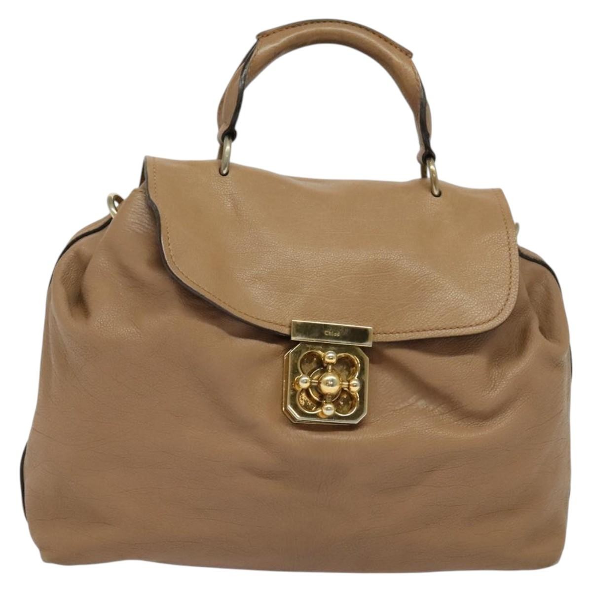 Chloe Elsie Convertible Satchel Leather, BEIGE, LEATHER, Handbag