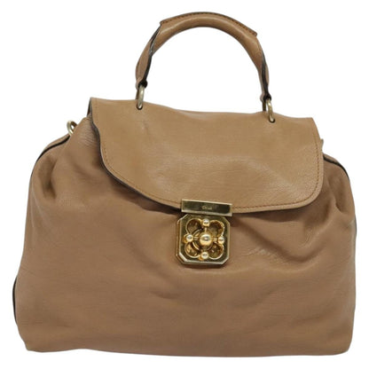 Chloe Elsie Convertible Satchel Leather, BEIGE, LEATHER, Handbag