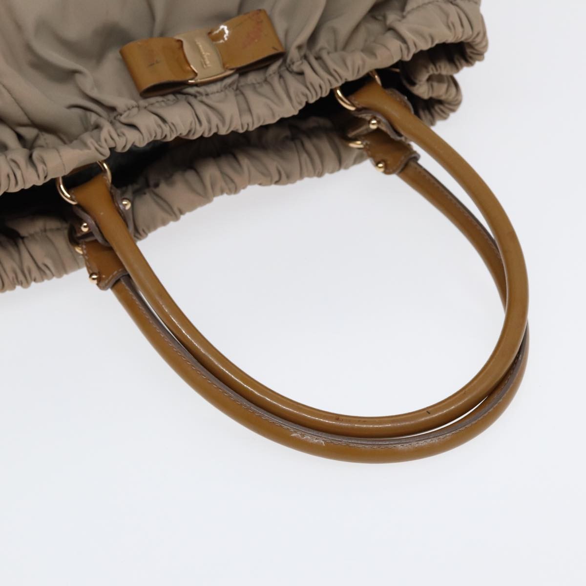 Salvatore Ferragamo Convertible Bow Satchel Nylon, BEIGE, NYLON, Handbag