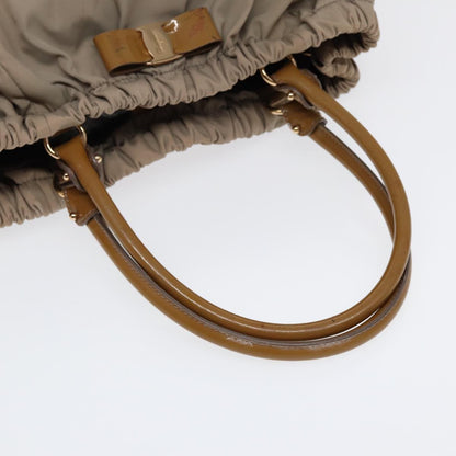 Salvatore Ferragamo Convertible Bow Satchel Nylon, BEIGE, NYLON, Handbag