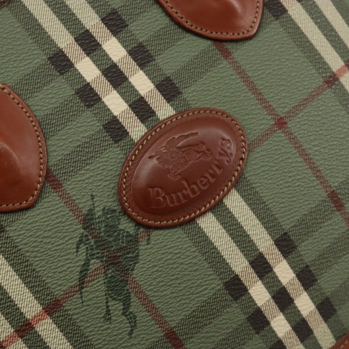Burberry Nova Handbag Check Pattern, GREEN, PVC, Handbag