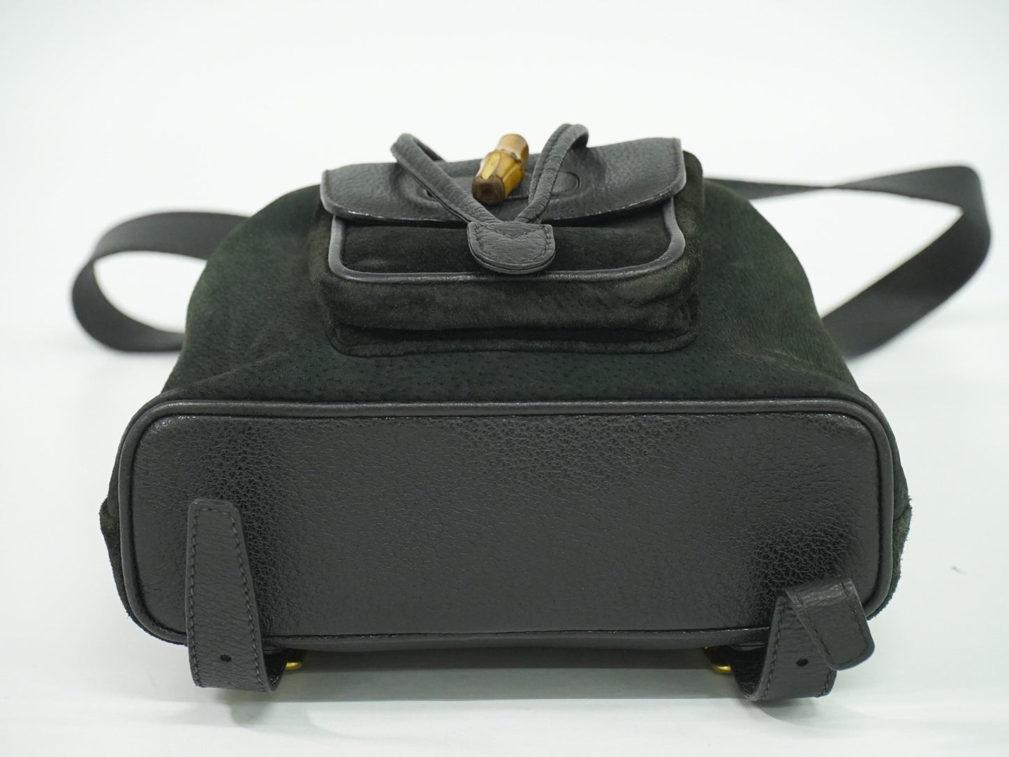 Gucci Vintage Bamboo Backpack Suede, BLACK, SUEDE, Backpack