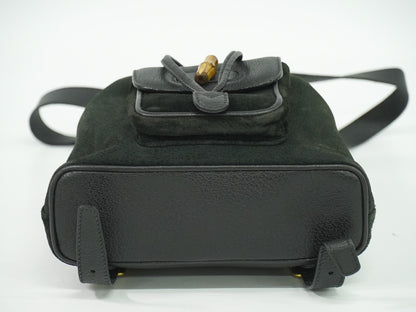 Gucci Vintage Bamboo Backpack Suede, BLACK, SUEDE, Backpack