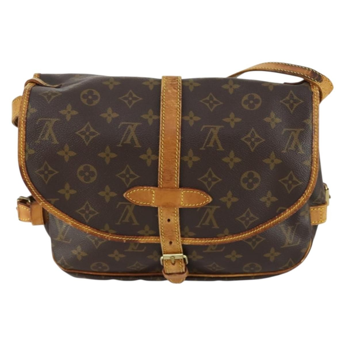 Louis Vuitton Saumur Handbag Monogram Canvas, BROWN, CANVAS, Handbag