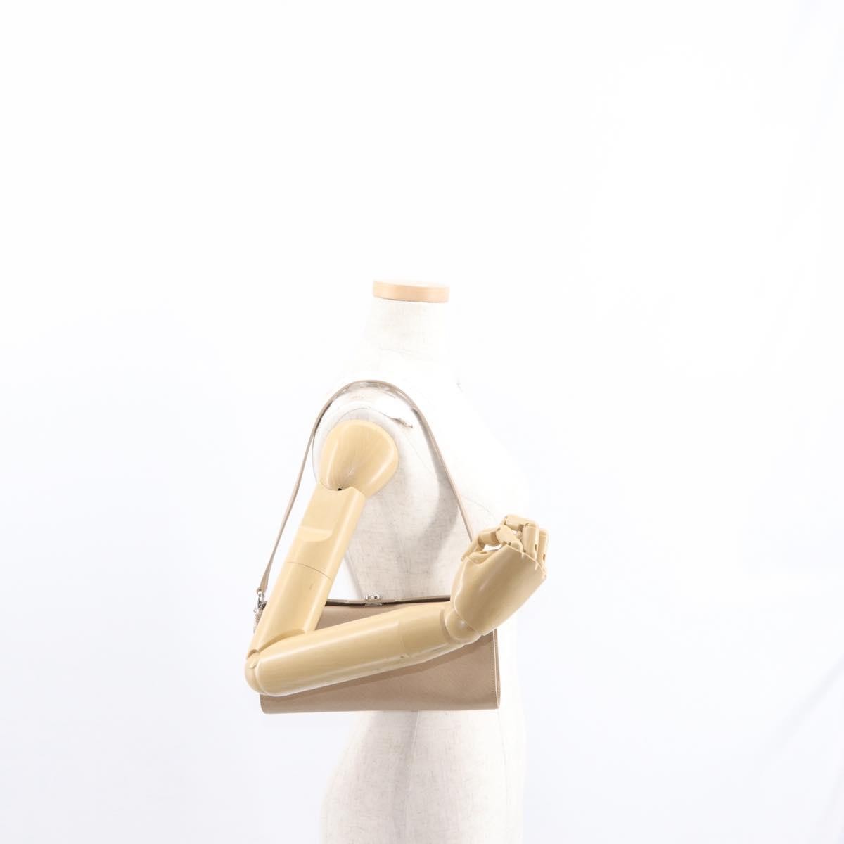 Salvatore Ferragamo Gancini Shoulder Bag Leather, BEIGE, LEATHER, Shoulder bag