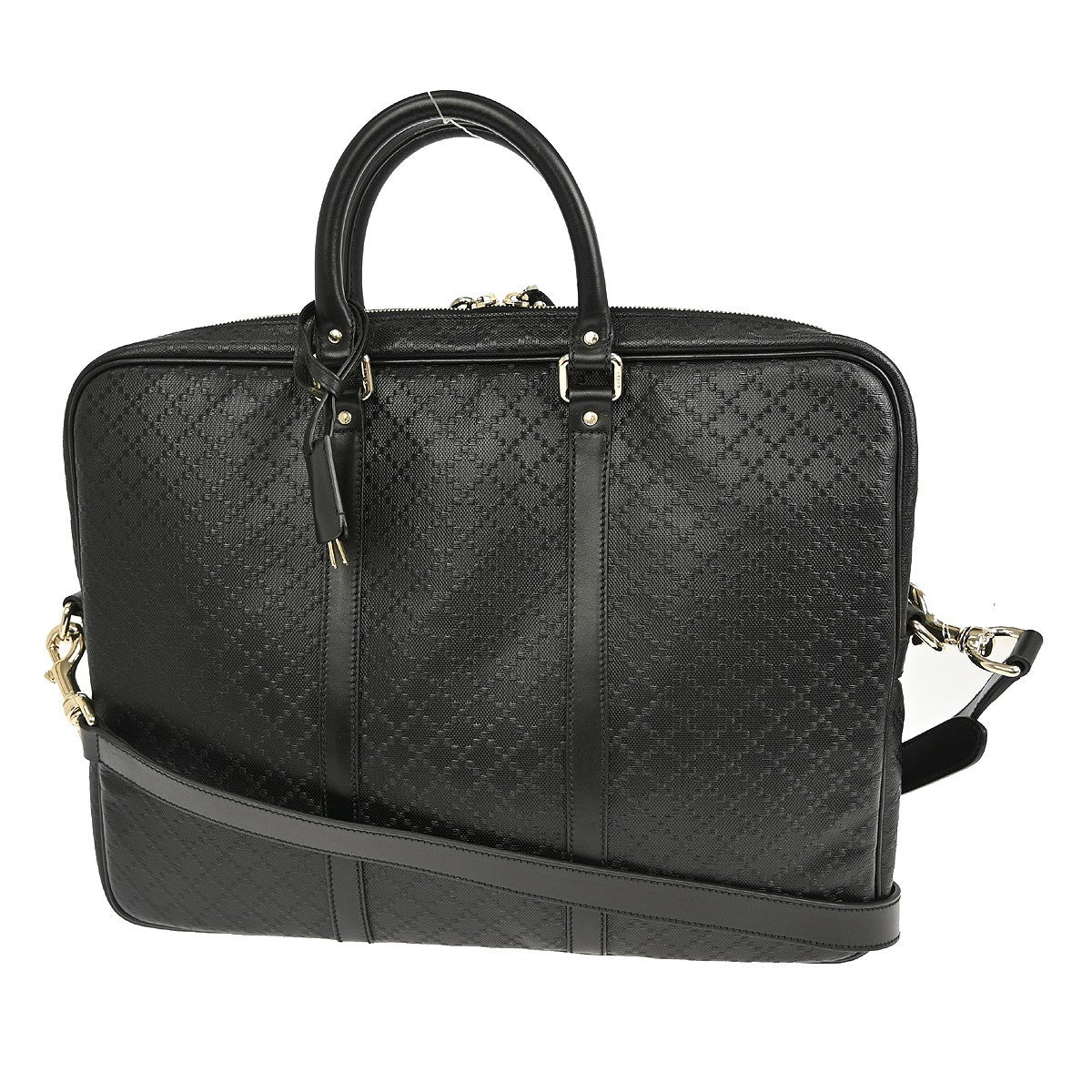 Gucci Diamante bright briefcase Leather, BLACK, LEATHER, Briefcase