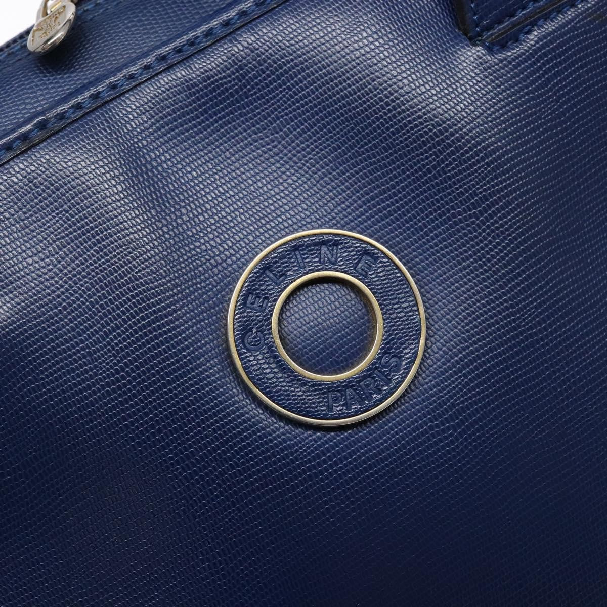 Celine Circle Logo Handbag Leather, BLUE, LEATHER, Handbag