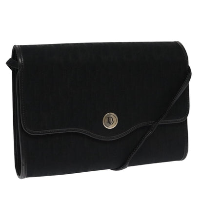 Christian Dior Vintage Trotter Crossbody Bag Diorissimo Coated Canvas, BLACK, CANVAS, Shoulder bag