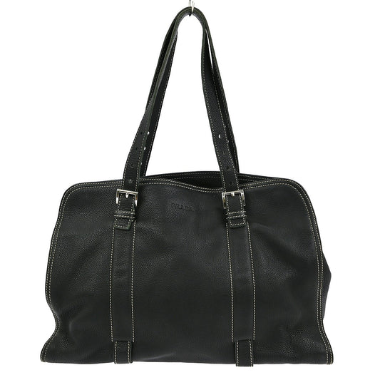 Prada Vintage Tote Leather, BLACK, LEATHER, Tote bag