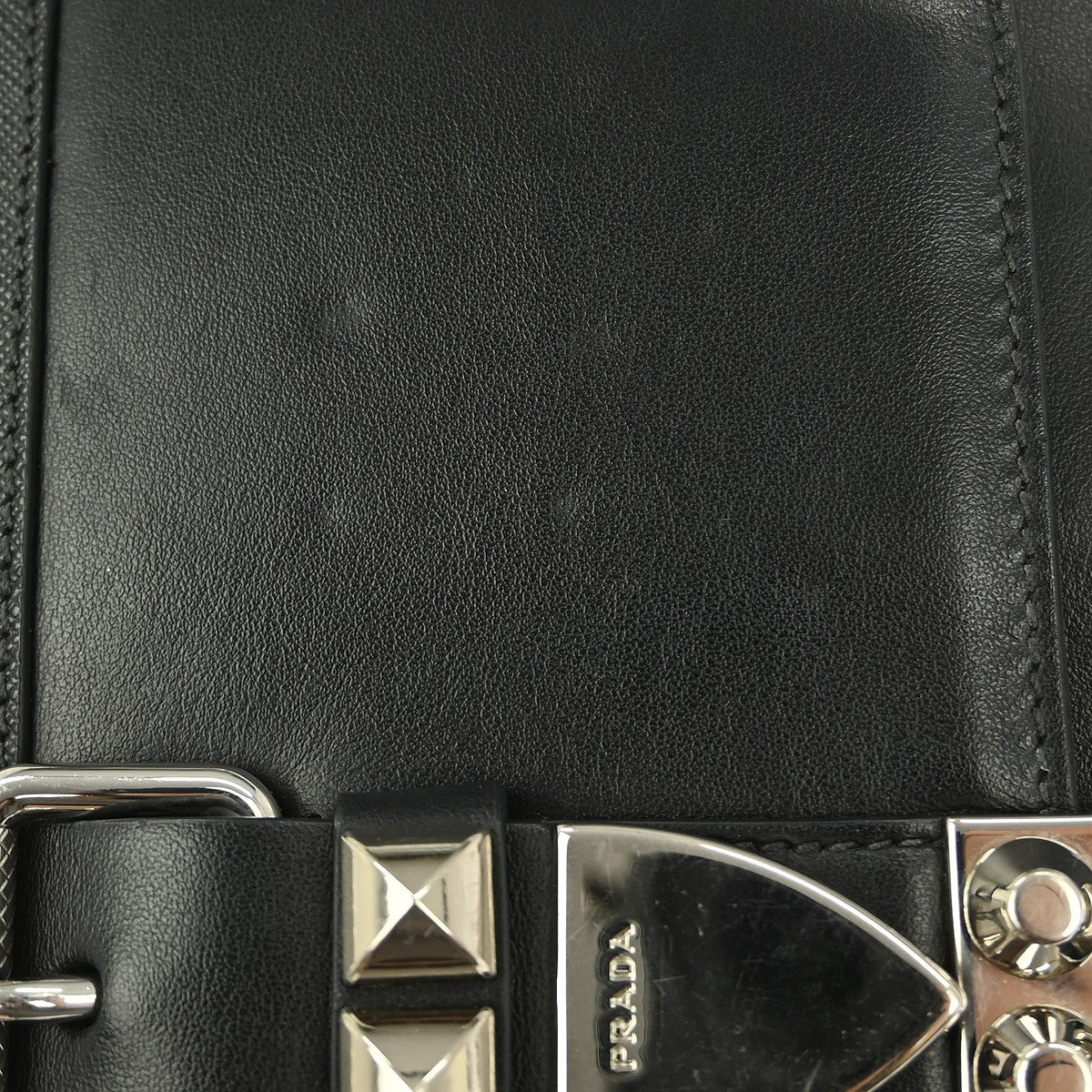 Prada Elektra Shoulder Bag Studded Leather, BLACK, LEATHER, Shoulder bag