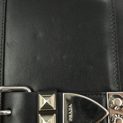 Prada Elektra Shoulder Bag Studded Leather, BLACK, LEATHER, Shoulder bag