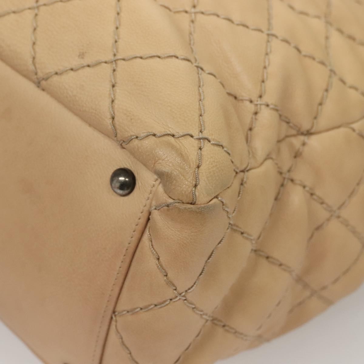 Chanel Petite Shopping Tote Quilted Calfskin, BEIGE, LEATHER, Tote bag