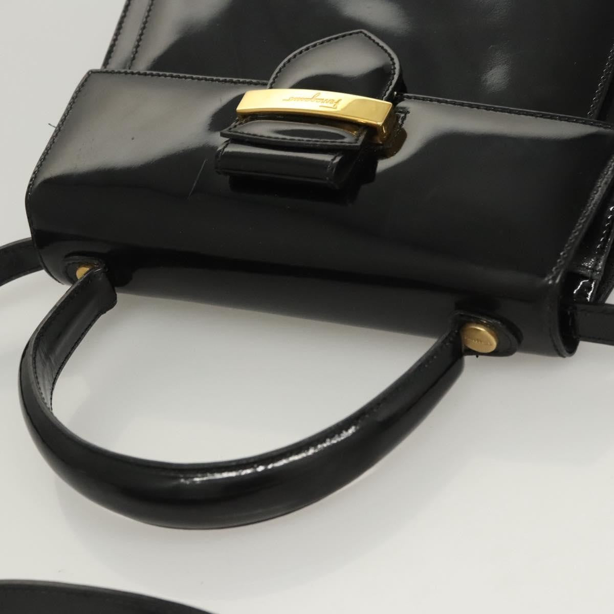 Salvatore Ferragamo Vintage Handbag Patent leather, BLACK, LEATHER, Handbag