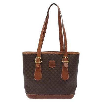 Celine Vintage Macadam Handbag Canvas, BROWN, CANVAS, Handbag