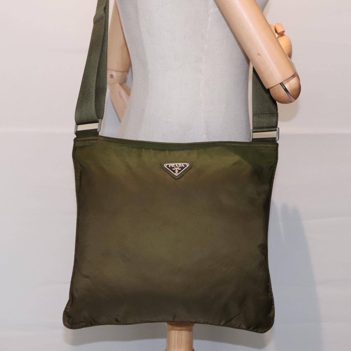 Prada Flat Messenger Bag Tessuto, KHAKI, NYLON, Shoulder bag