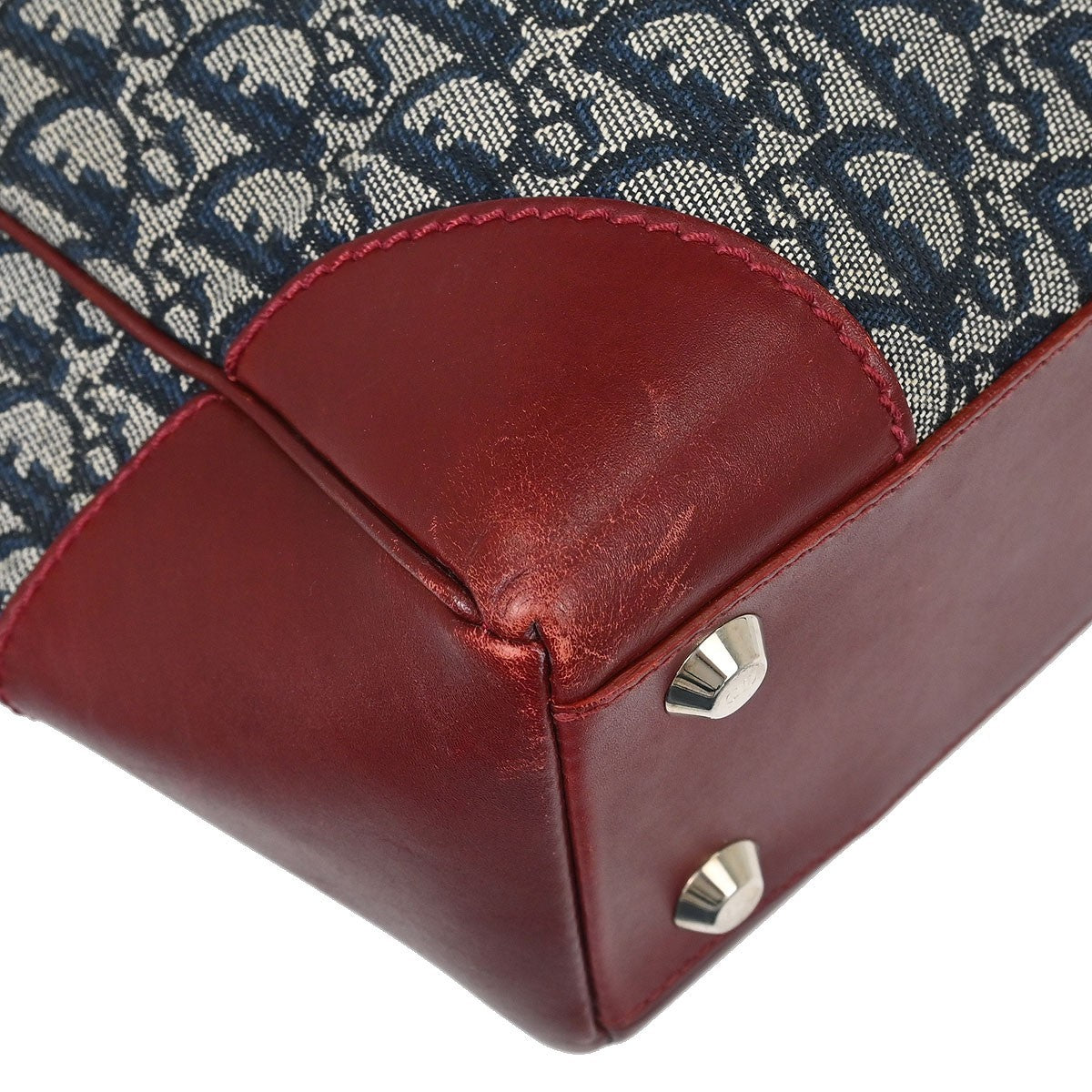 Christian Dior Vintage Trotter Zip Tote Diorissimo Canvas, NAVY, CANVAS, Tote bag