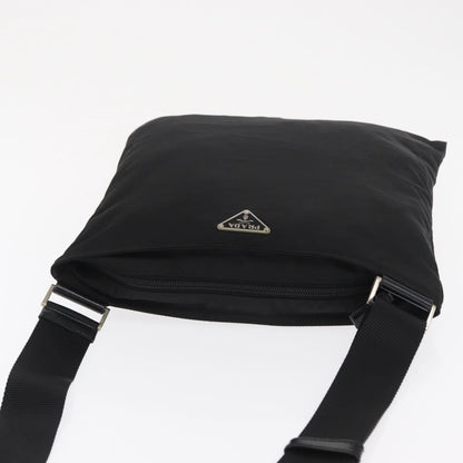 Prada Zip Top Messenger Bag Tessuto, BLACK, NYLON, Shoulder bag