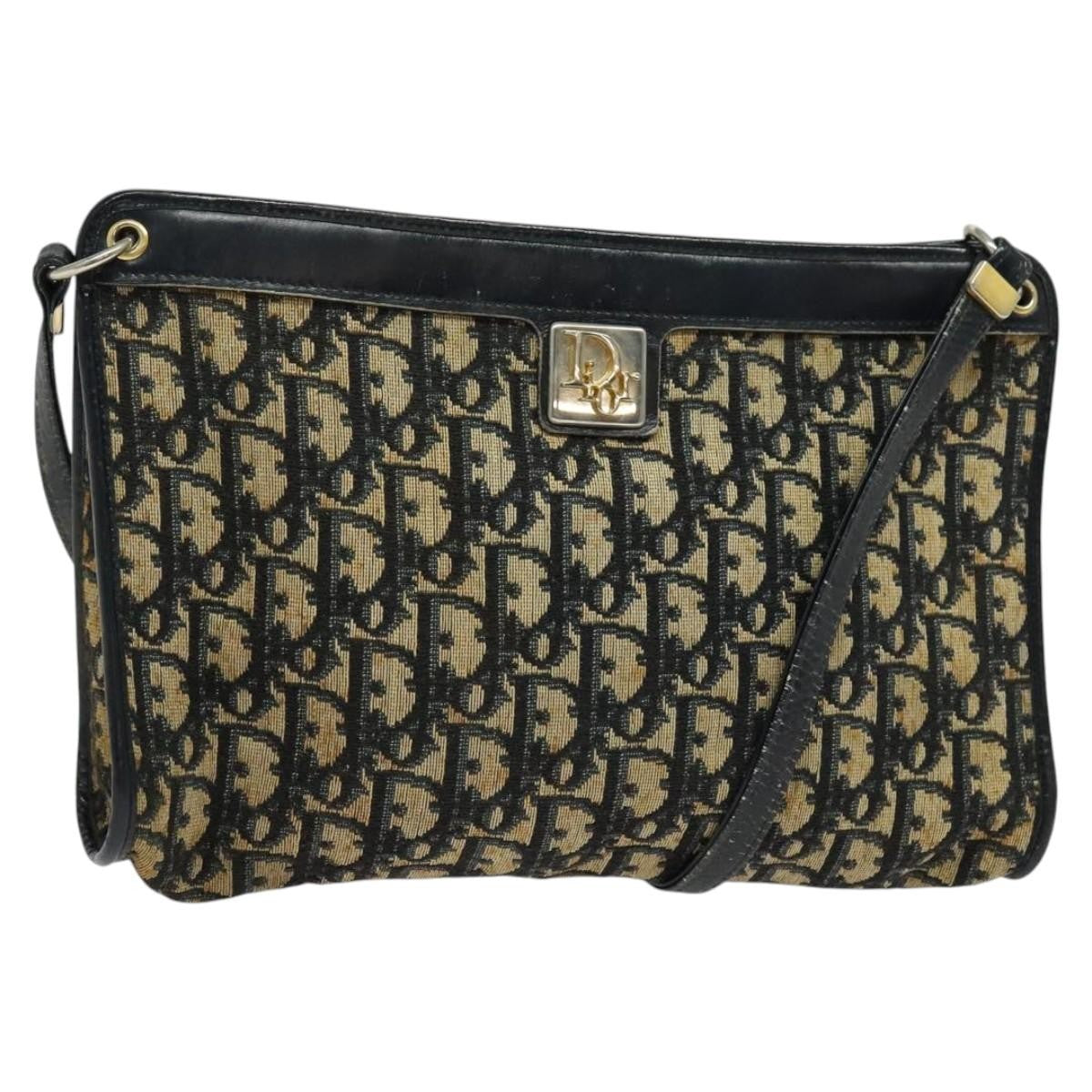 Christian Dior Vintage Trotter Shoulder Bag Canvas, NAVY, CANVAS, Shoulder bag