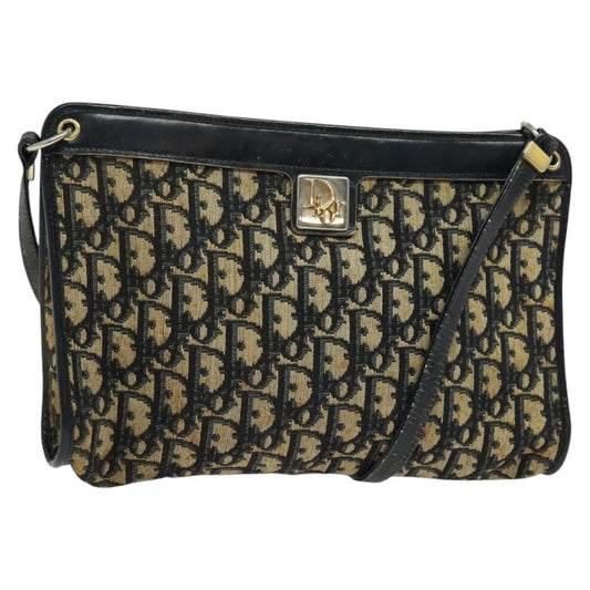 Christian Dior Vintage Trotter Shoulder Bag Canvas, NAVY, CANVAS, Shoulder bag