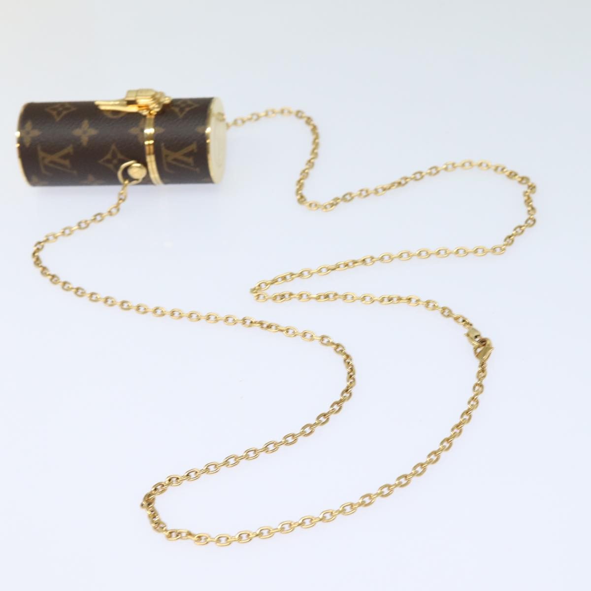 Louis Vuitton Lipstick Case on Chain Monogram Canvas, BROWN, CANVAS, Clutche & pouche