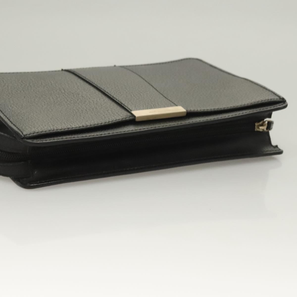 Salvatore Ferragamo Logo Zip Pouch Leather, BLACK, LEATHER, Clutche & pouche