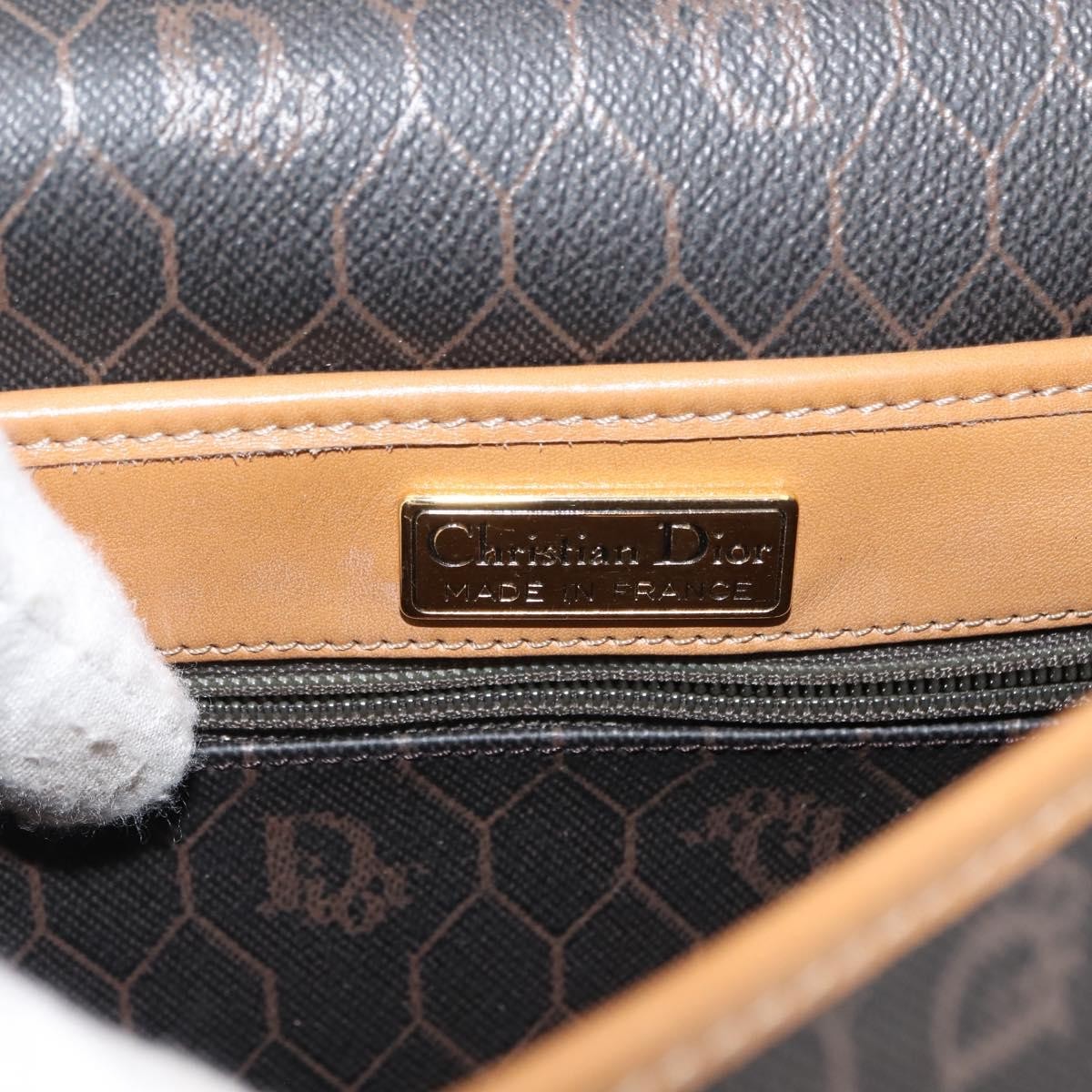 Christian Dior Vintage Honeycomb Shoulder Bag Canvas and Leather, BROWN, CANVAS, Shoulder bag