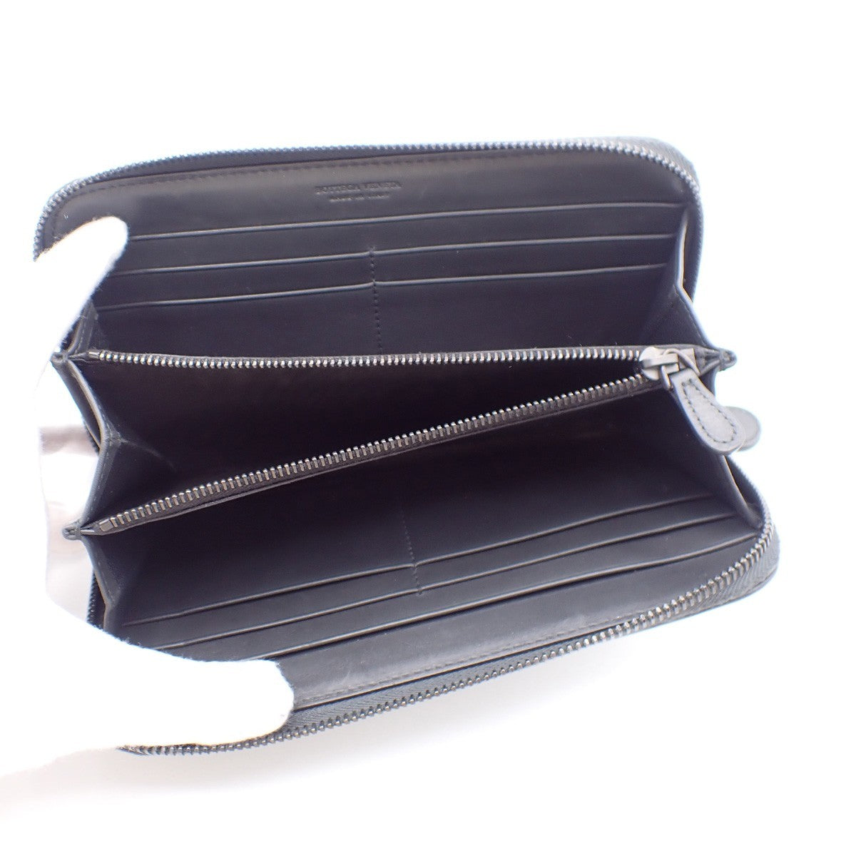 Bottega Veneta Intrecciato Long Zip  Wallet Leather, Black, Leather, Wallet