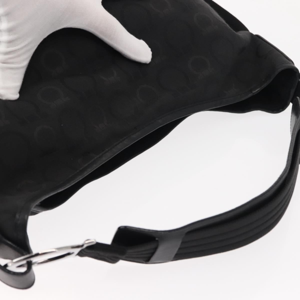 Salvatore Ferragamo Vintage Gancini Convertible Top Handle Bag Canvas, BLACK, CANVAS, Shoulder bag