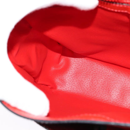 Celine Circle logo Leather, RED, LEATHER, Shoulder bag