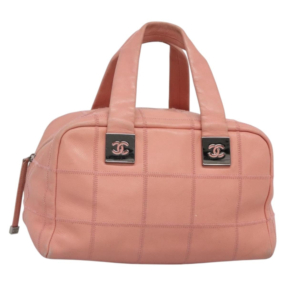 Chanel Chocolate Bar CC Bowler Bag Caviar skin, PINK, LEATHER, Handbag