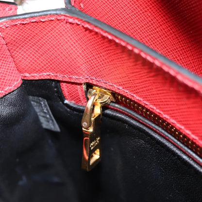 Prada Turn Lock Shoulder Bag Studded Saffiano Leather, RED, LEATHER, Shoulder bag