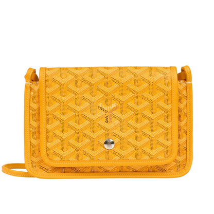 Goyard Plumet Clutch Wallet Coated Canvas, YELLOW, CANVAS, Shoulder bag