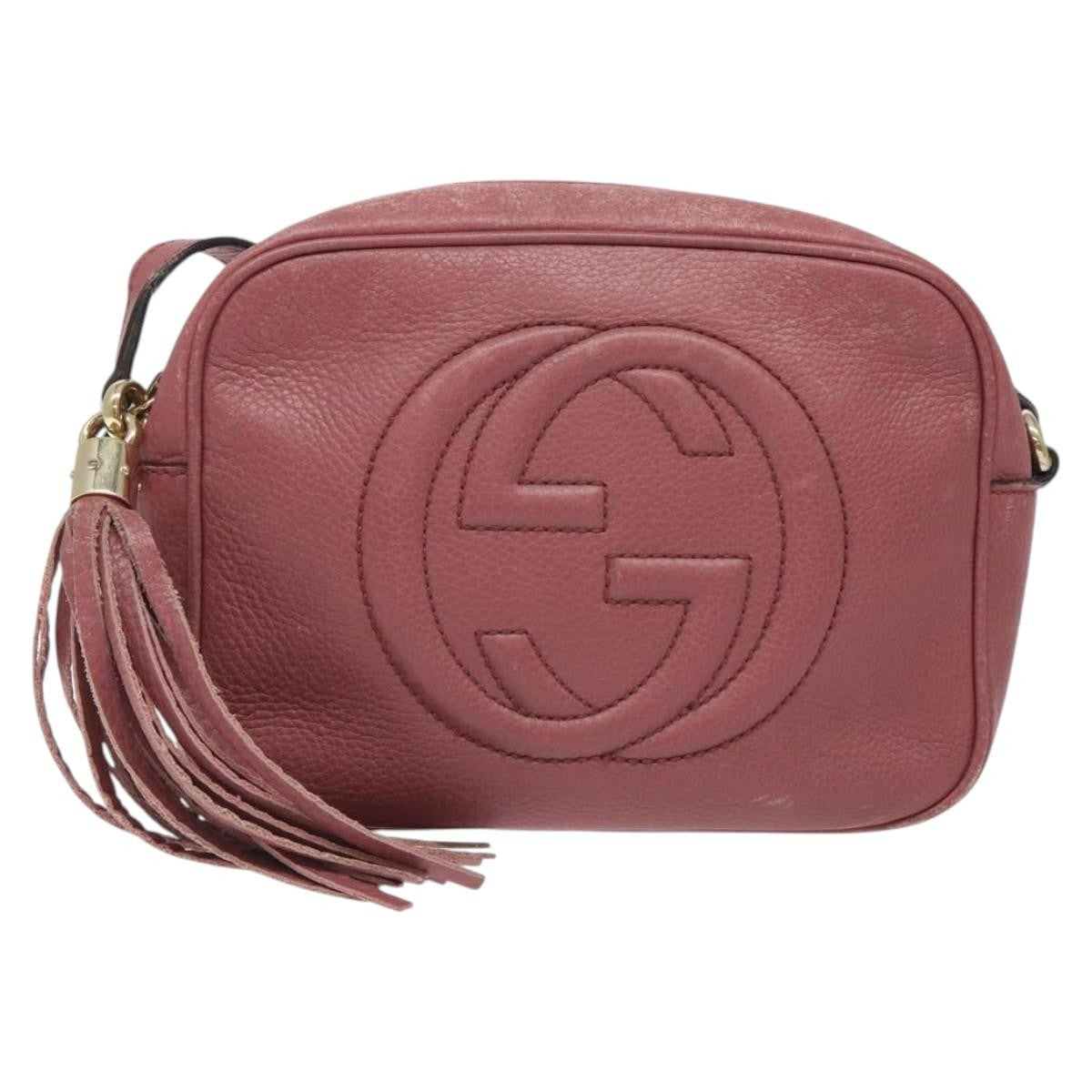 Gucci Soho Disco Crossbody Bag Leather, PINK, LEATHER, Shoulder bag