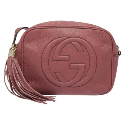 Gucci Soho Disco Crossbody Bag Leather, PINK, LEATHER, Shoulder bag