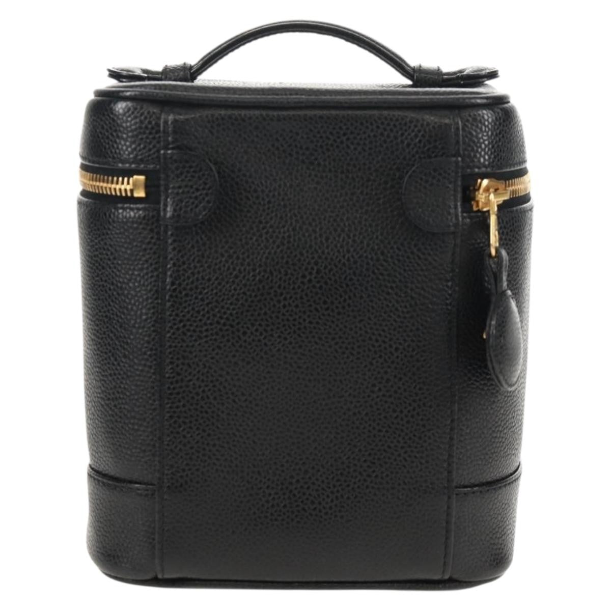 Chanel Vintage Timeless Cosmetic Case Caviar, BLACK, LEATHER, Clutche & pouche