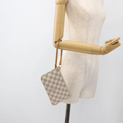 Louis Vuitton Neverfull Pochette Damier, WHITE, CANVAS, Clutche & pouche