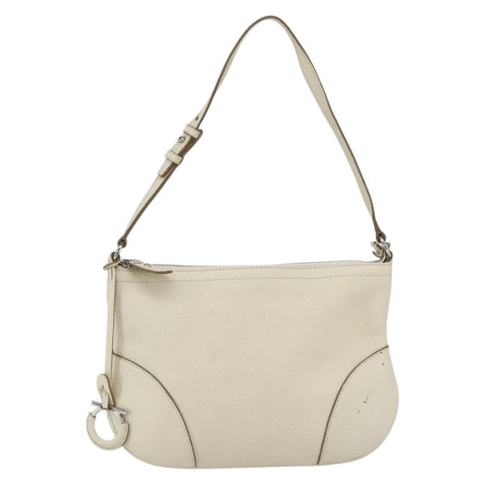 Salvatore Ferragamo Gancini Shoulder Bag Leather, WHITE, LEATHER, Shoulder bag