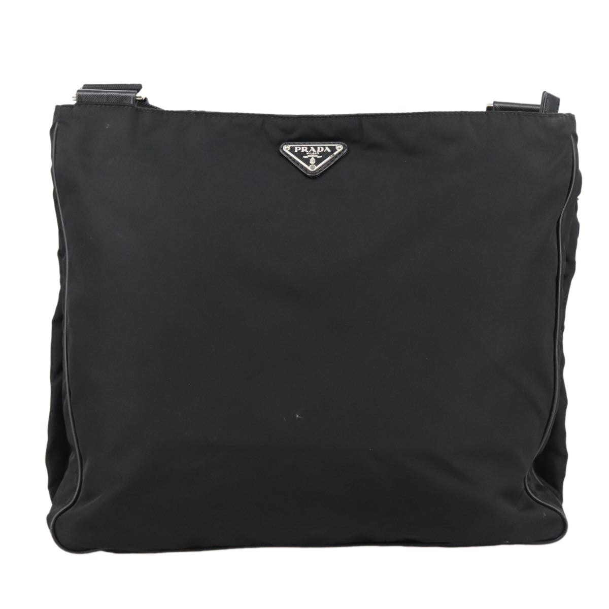 Prada Flat Messenger Bag Tessuto, BLACK, NYLON, Shoulder bag