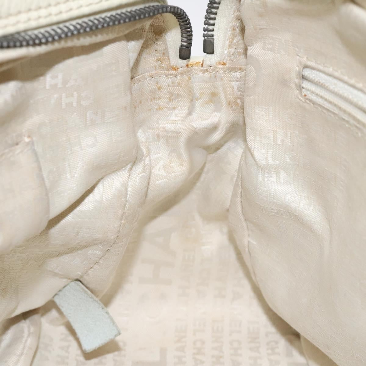 Chanel Square Stitch Shoulder Bag Quilted Caviar, WHITE, LEATHER, Shoulder bag