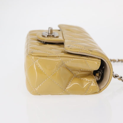 Chanel Vintage Classic Single Flap Bag Quilted Patent, YELLOW, PATENT_LEATHER, Shoulder bag