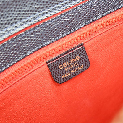 Celine Vintage turn lock shoulder bag Leather, NAVY, LEATHER, Handbag