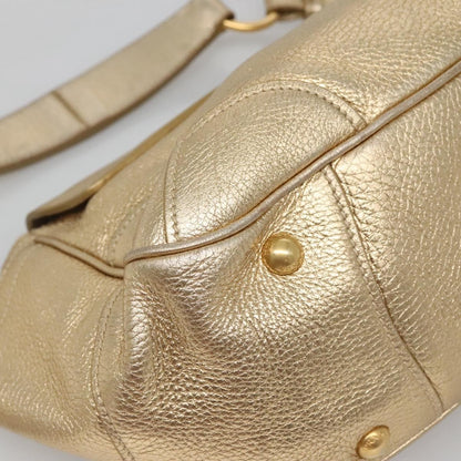 Prada Antic Pushlock Shoulder Bag Leather, GOLD, LEATHER, Shoulder bag