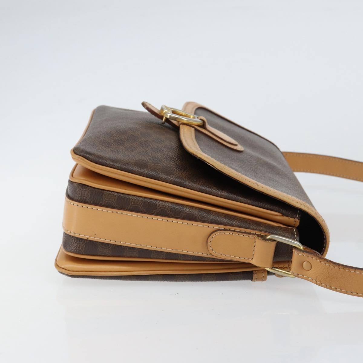 Celine Vintage Macadam Shoulder Bag Canvas and Leather, BROWN, CANVAS, Shoulder bag