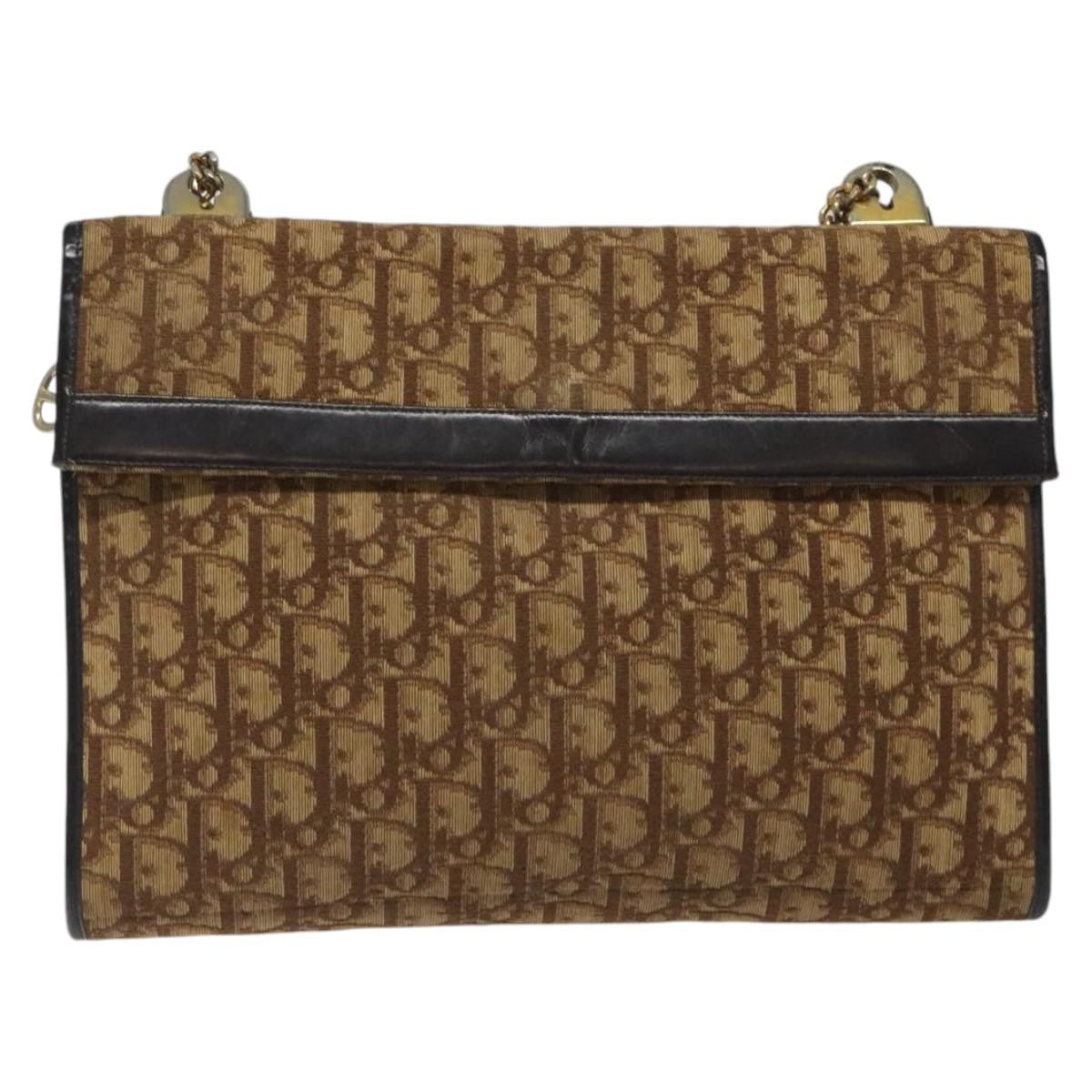 Christian Dior Vintage Trotter Flap Shoulder Bag Canvas, BROWN, CANVAS, Shoulder bag