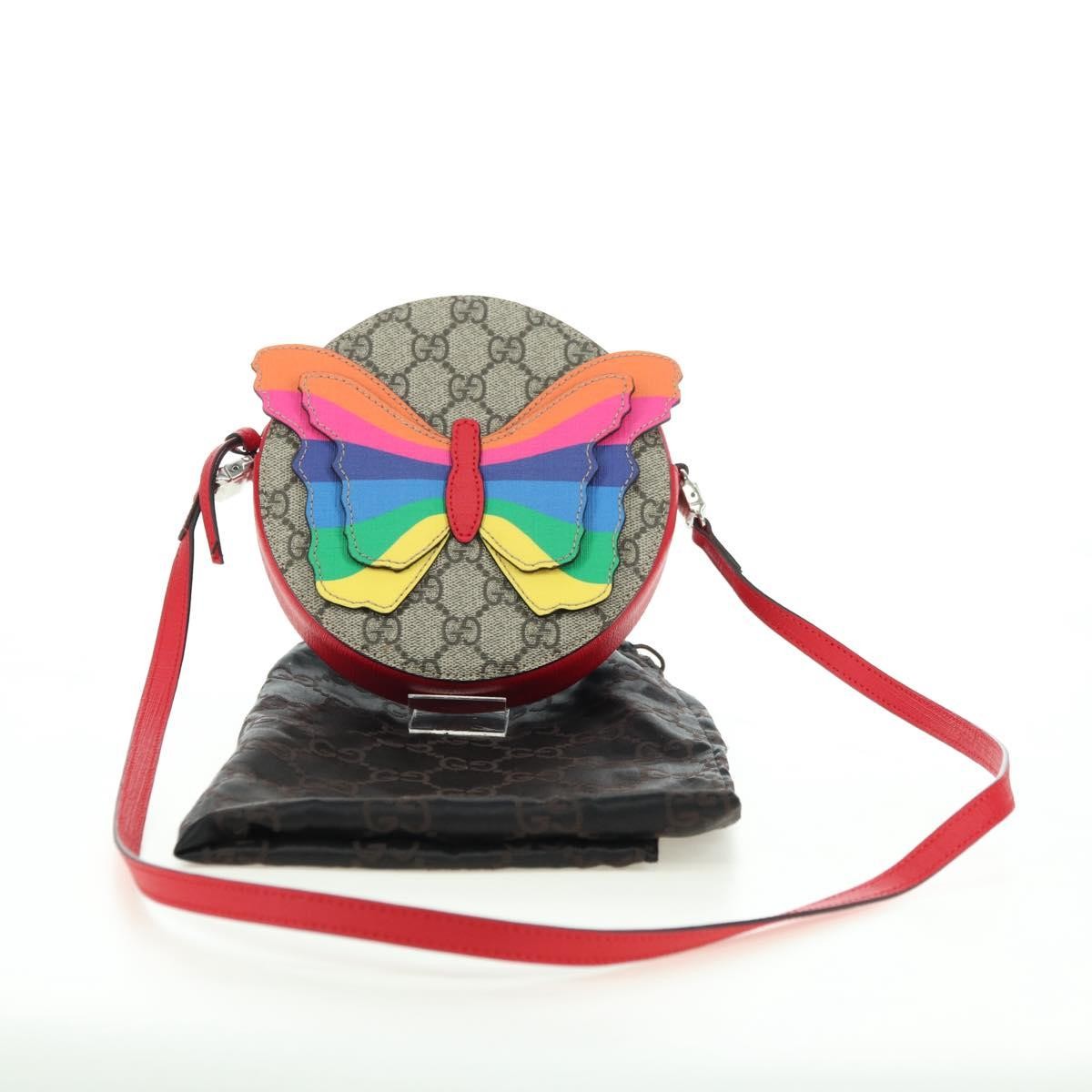 Gucci Kids GG Supreme Rainbow Butterfly shoulder bag GG canvas, Beige, PVC, Shoulder Bag