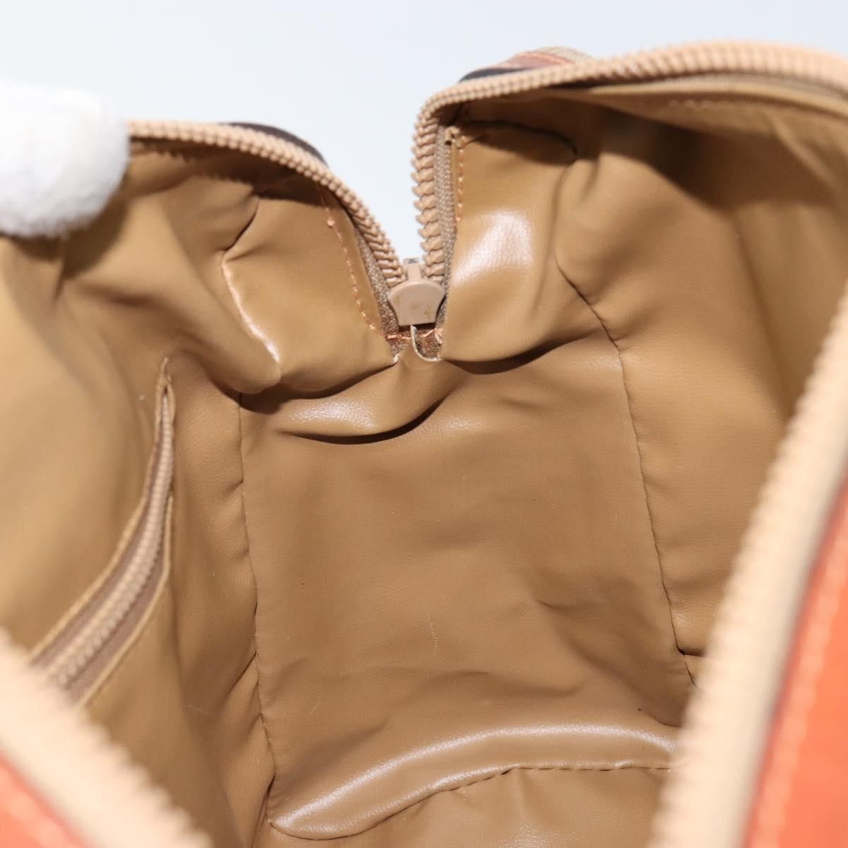 Celine Vintage Macadam Handbag Canvas and Leather, BEIGE, CANVAS, Handbag