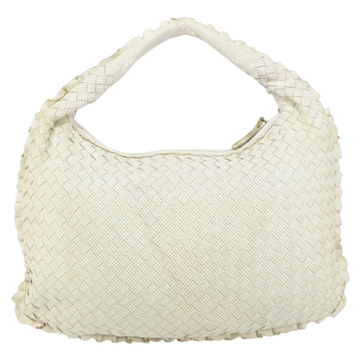 Bottega Veneta Veneta Hobo Perforated Intrecciato Nappa, WHITE, LEATHER, Handbag